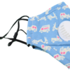 Kids Washable Blue Cars PM2.5 Mask Single pack with 1 filter