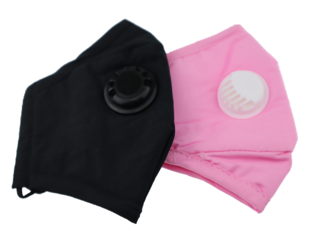 Washable Mask (2 pack) Mixed Black & Pink with 2 replaceable filters each mask