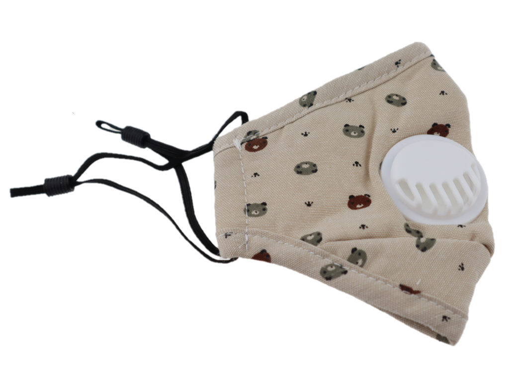 Kids Washable Brown Bear PM2.5 Mask 10 Pack with 1 Filter Each Mask